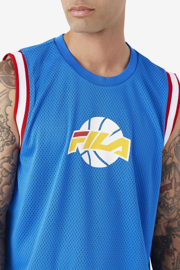 Fila Blue/White/Red/Gold Ovi Basketball Jersey