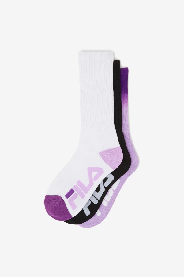 Purple Women's Dip Dye Crew Sock 3-Pack Fila
