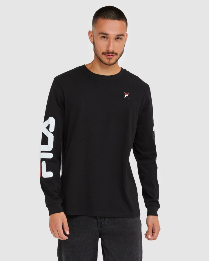Black Fila Classic Men's Long Sleeve Tee
