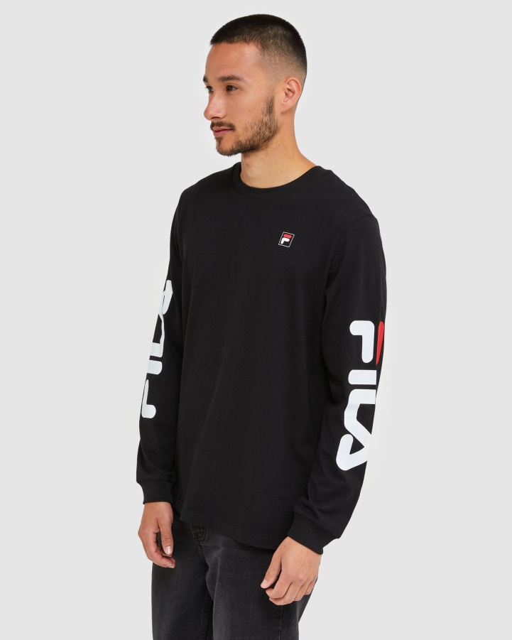 Black Fila Classic Men's Long Sleeve Tee
