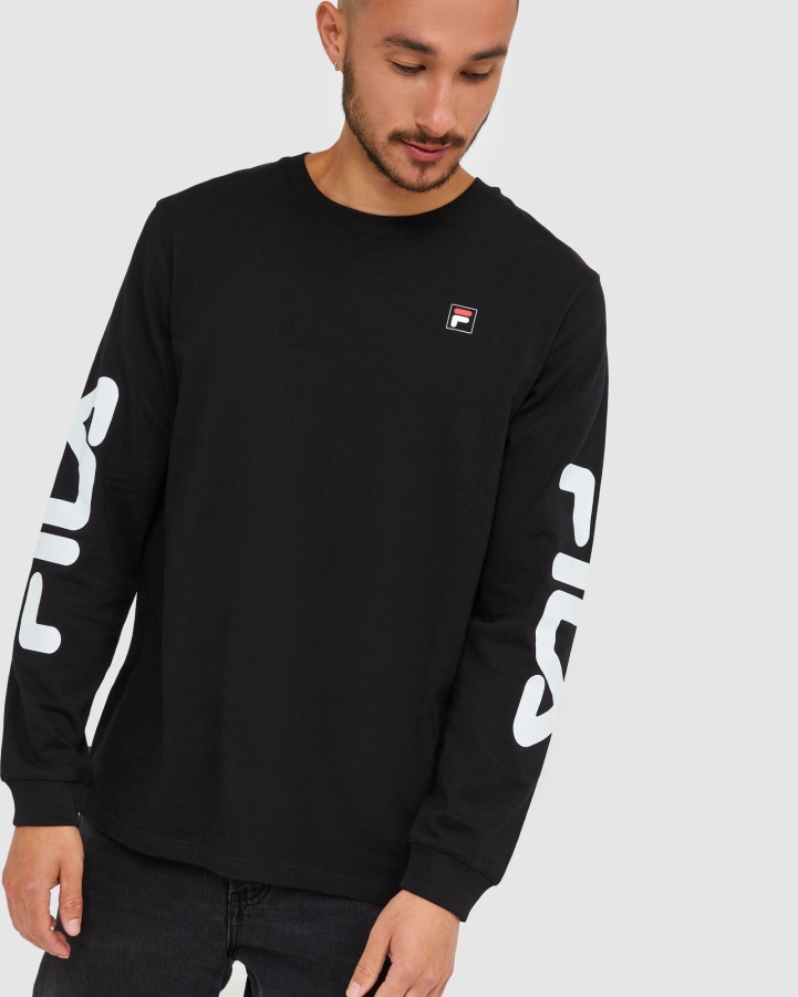 Black Fila Classic Men's Long Sleeve Tee