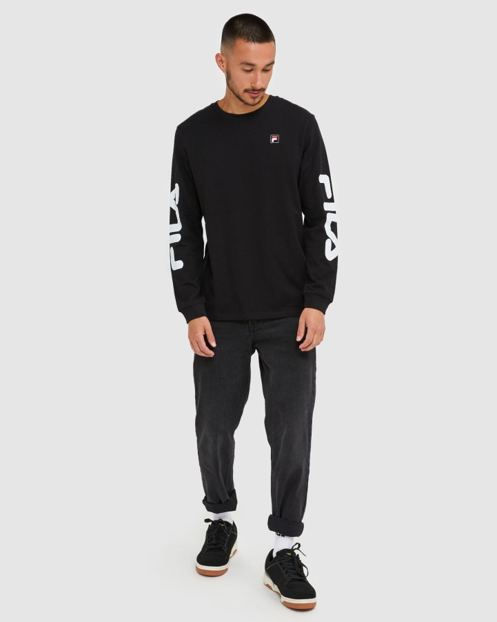 Black Fila Classic Men's Long Sleeve Tee