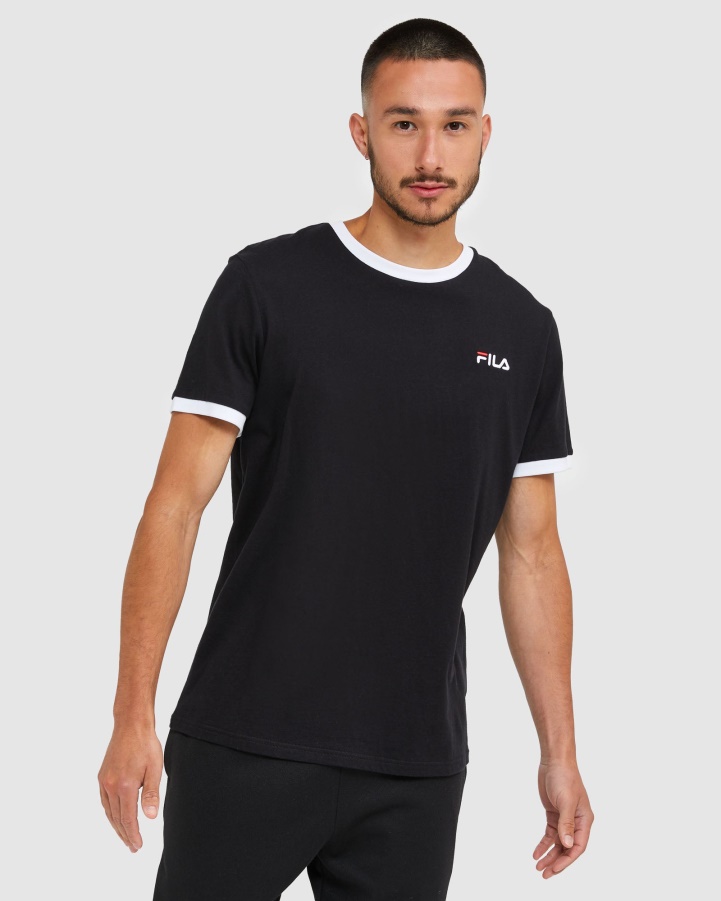 Black Fila Classic Men's Ringer Tee