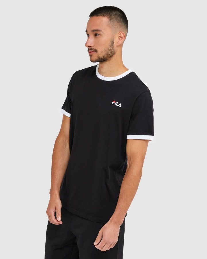 Black Fila Classic Men's Ringer Tee