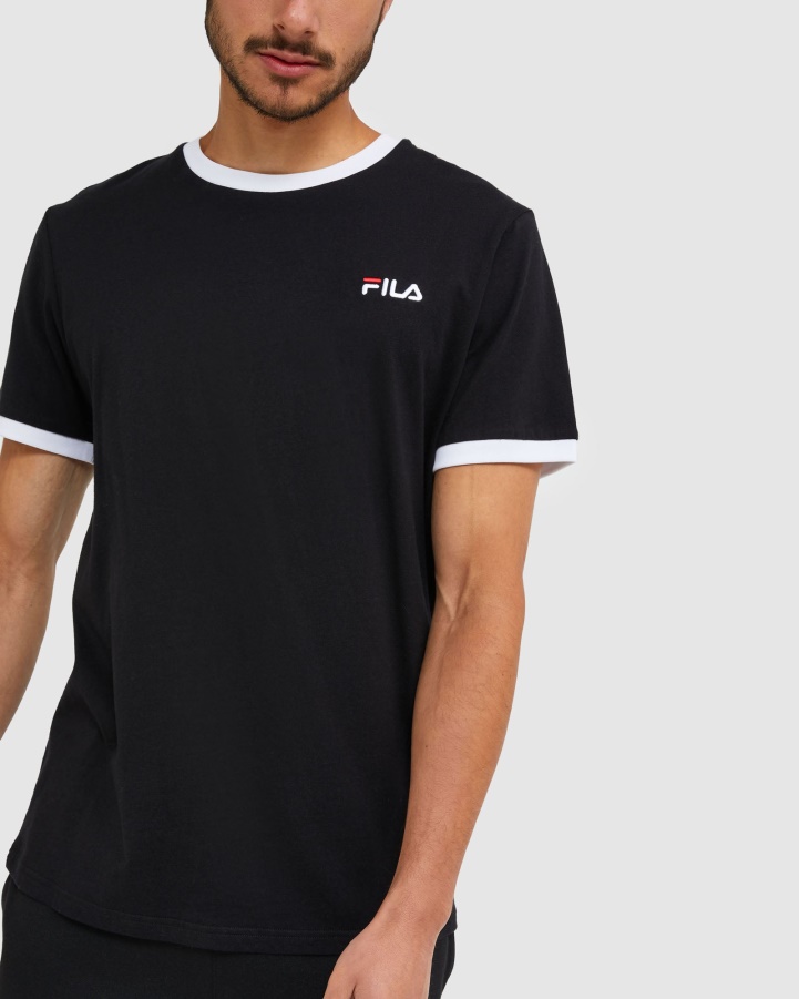 Black Fila Classic Men's Ringer Tee