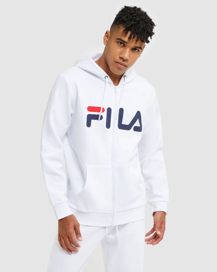 White Fila Classic Unisex Zip Jacket