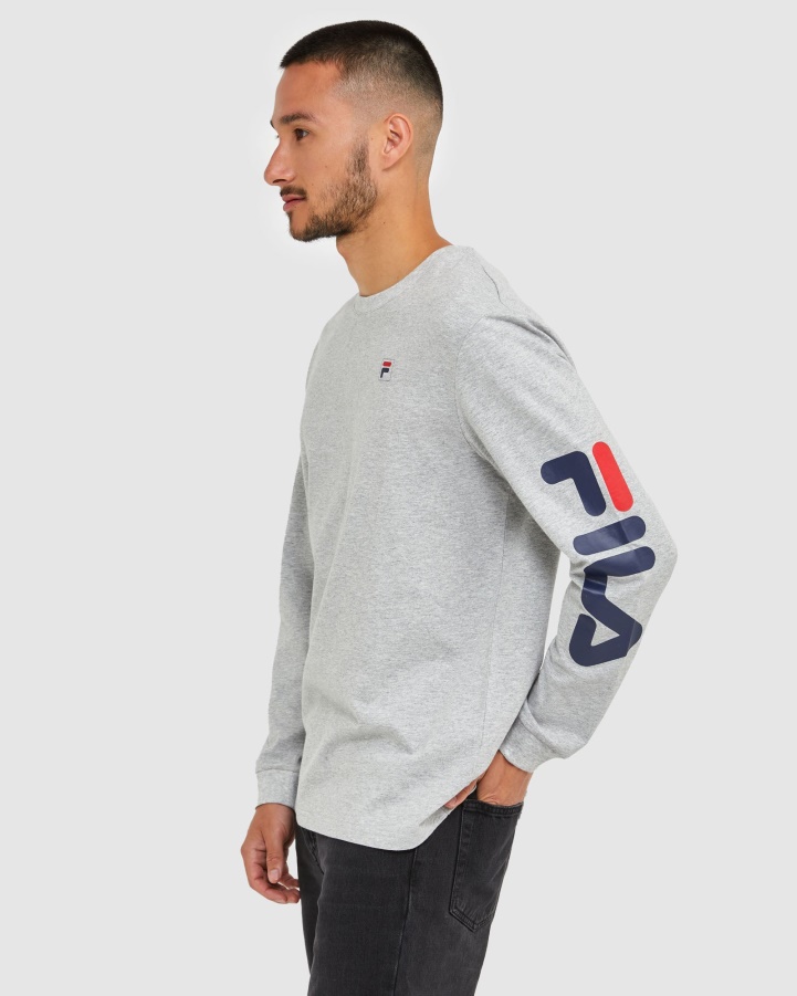 Classic Men's Long Sleeve Tee Silver Marle Fila