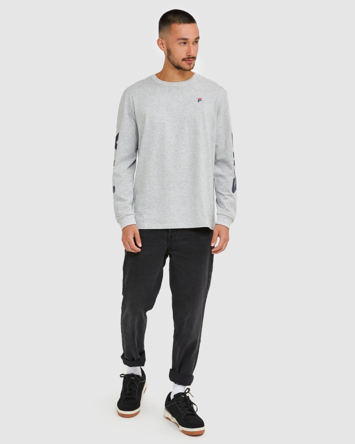 Classic Men's Long Sleeve Tee Silver Marle Fila