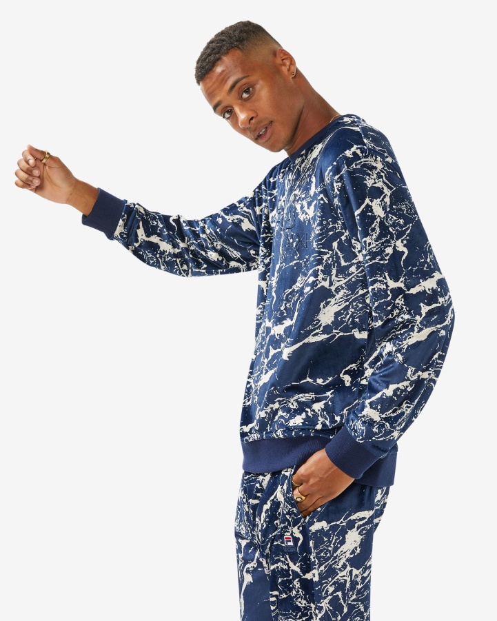 Fila Unisex Aspen Crew Navy Marble