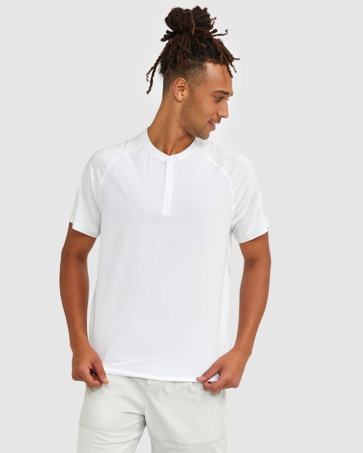 Fila Men's High Neck Henley Tee White