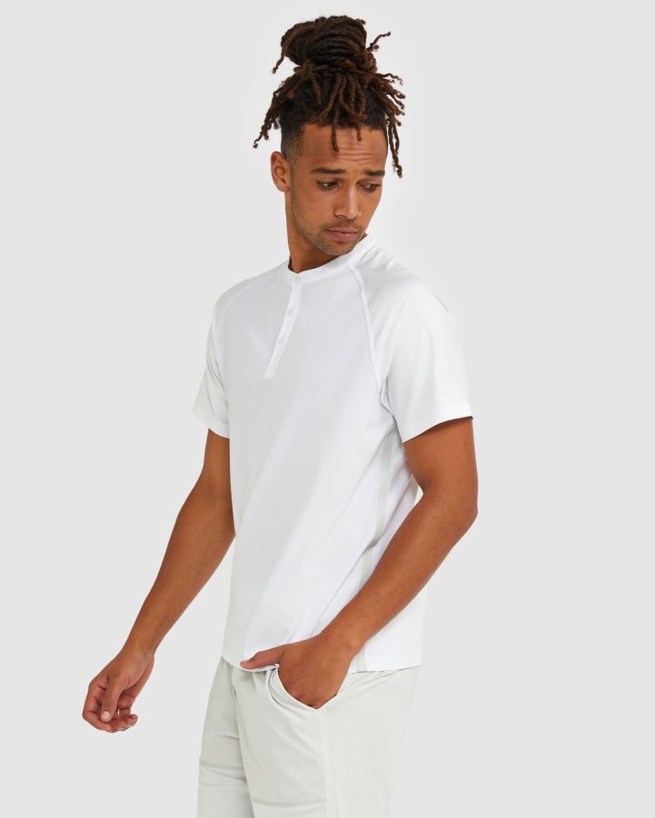 Fila Men's High Neck Henley Tee White