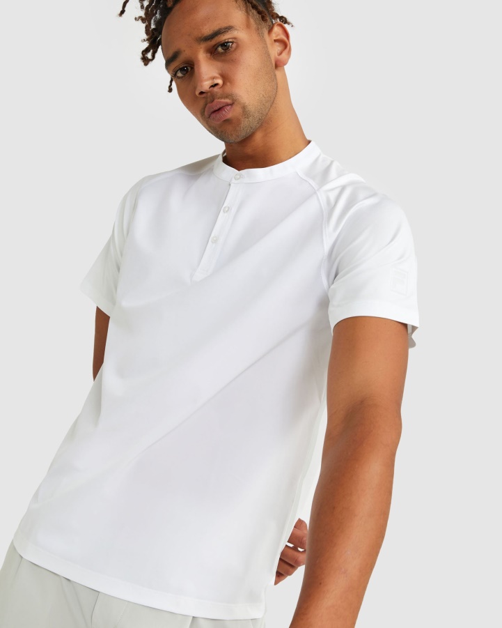 Fila Men's High Neck Henley Tee White