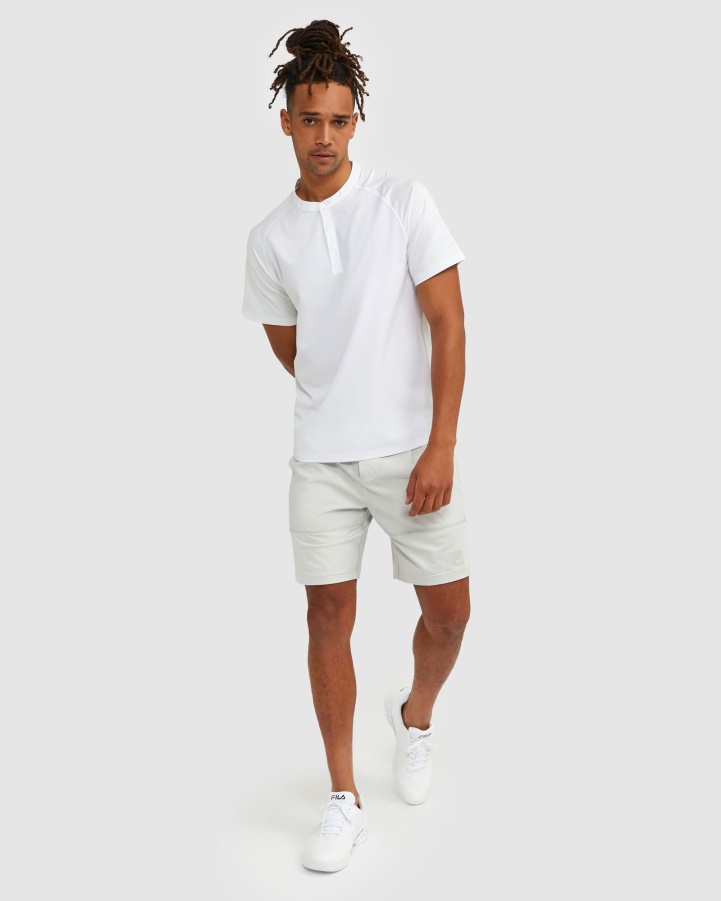 Fila Men's High Neck Henley Tee White