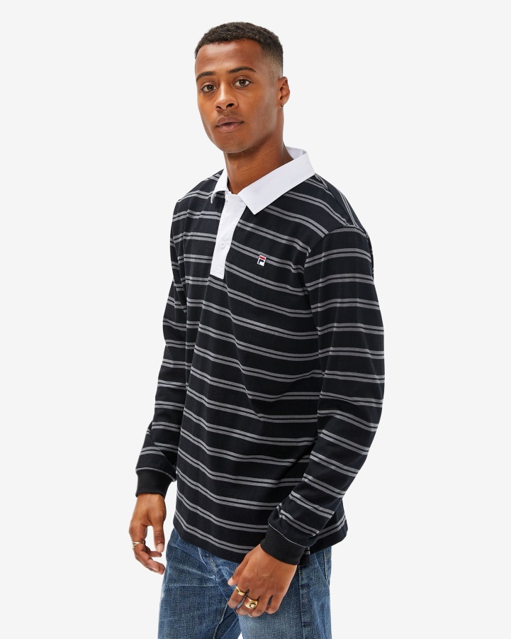 Black Men's Badge Rugby Polo Fila