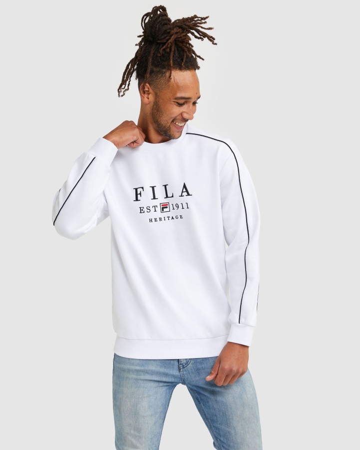Fila White Unisex Heritage Crew