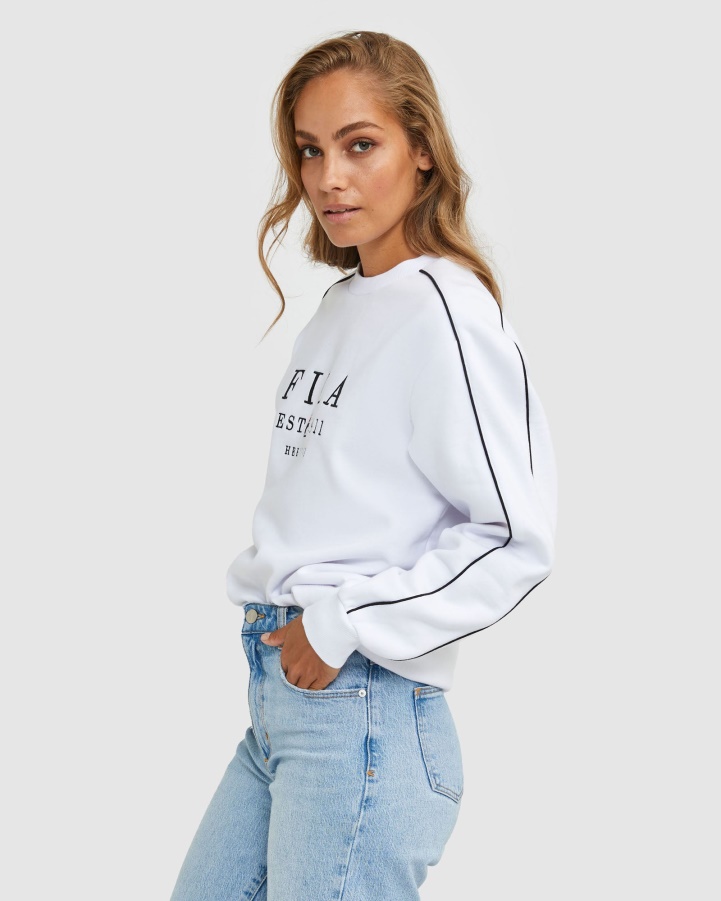 Fila White Unisex Heritage Crew