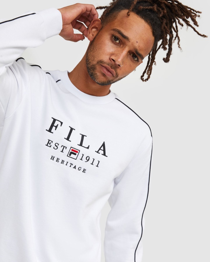 Fila White Unisex Heritage Crew