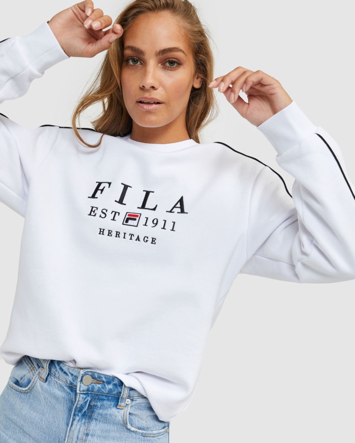 Fila White Unisex Heritage Crew