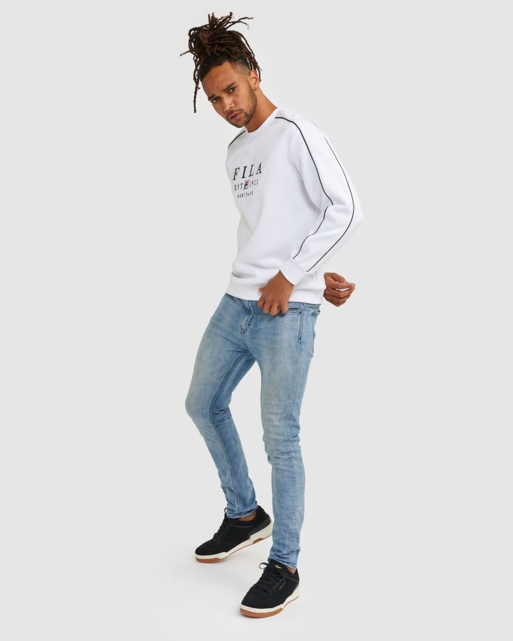 Fila White Unisex Heritage Crew