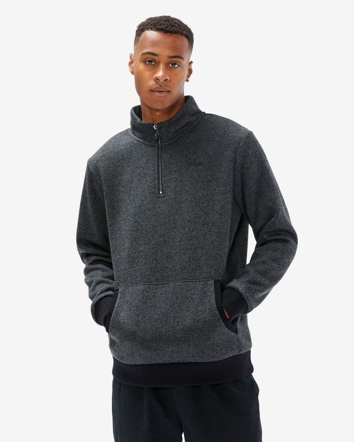 Unisex Romano Qtr Zip Black Marle Fila