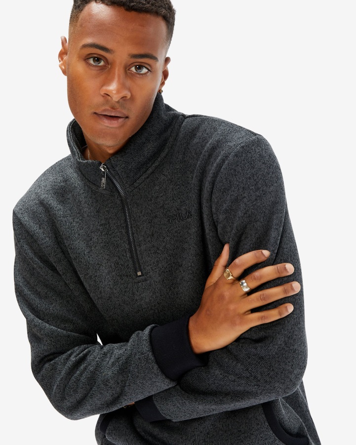 Unisex Romano Qtr Zip Black Marle Fila