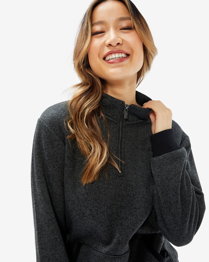 Unisex Romano Qtr Zip Black Marle Fila