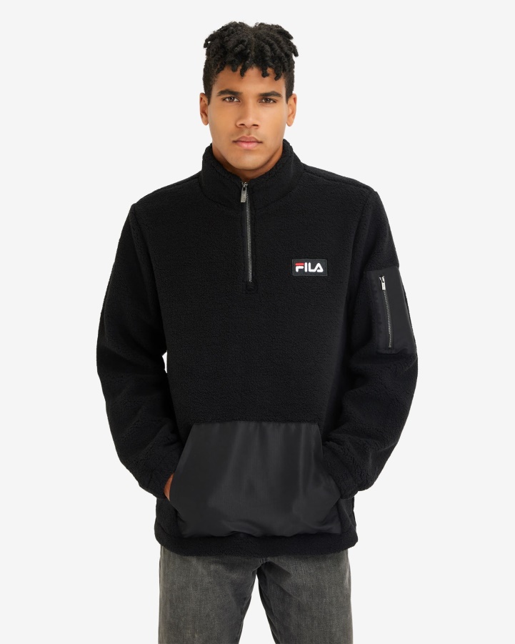 Fila Black Men's Cole Teddy Qtr Zip