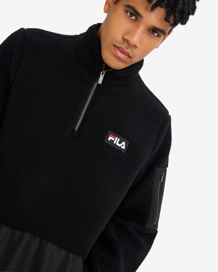 Fila Black Men's Cole Teddy Qtr Zip