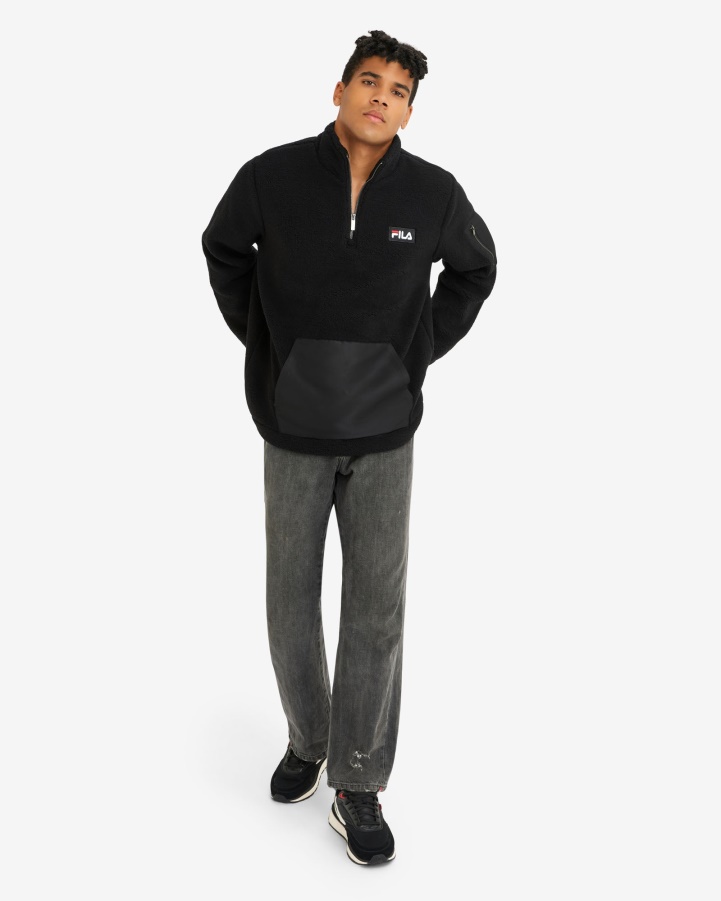Fila Black Men's Cole Teddy Qtr Zip