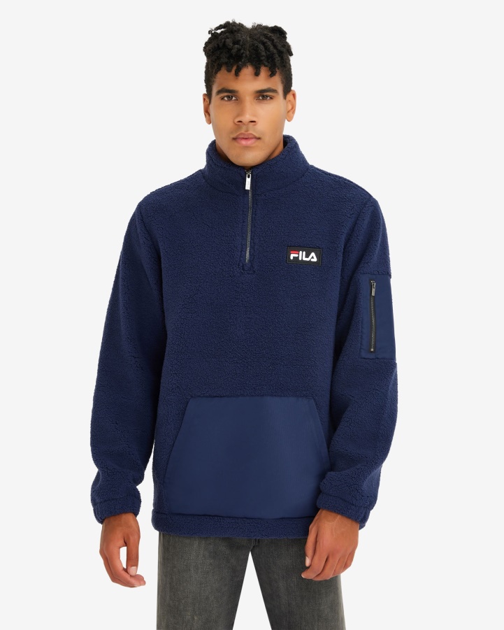 New Navy Men's Cole Teddy Qtr Zip Fila