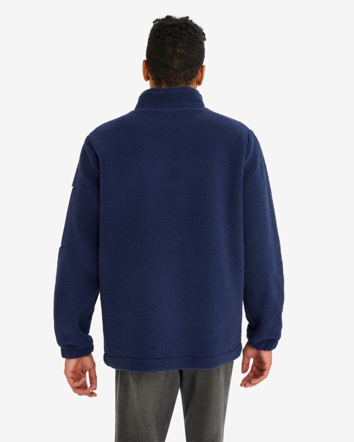 New Navy Men's Cole Teddy Qtr Zip Fila