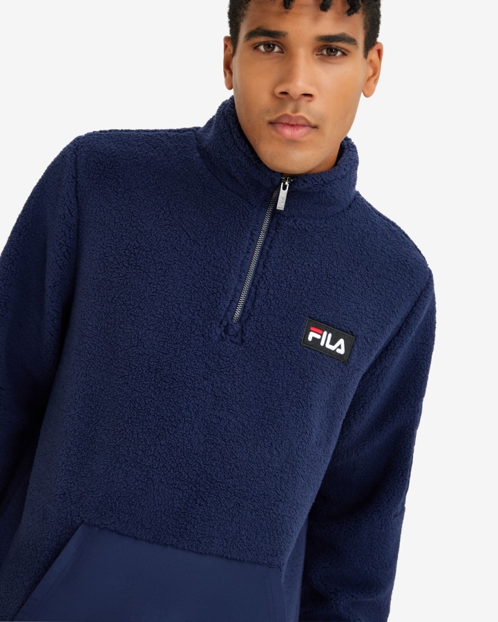 New Navy Men's Cole Teddy Qtr Zip Fila