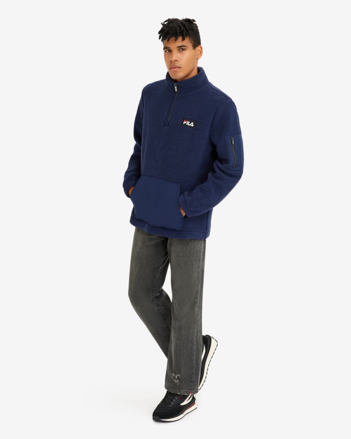 New Navy Men's Cole Teddy Qtr Zip Fila