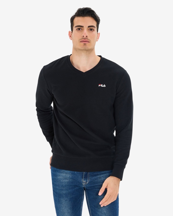 Men's Savian V-Neck Crew Fila Black
