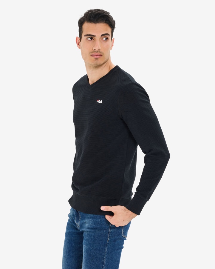 Men's Savian V-Neck Crew Fila Black