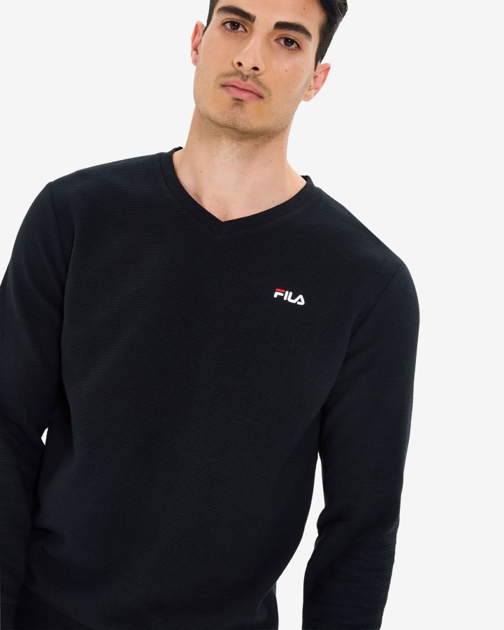 Men's Savian V-Neck Crew Fila Black