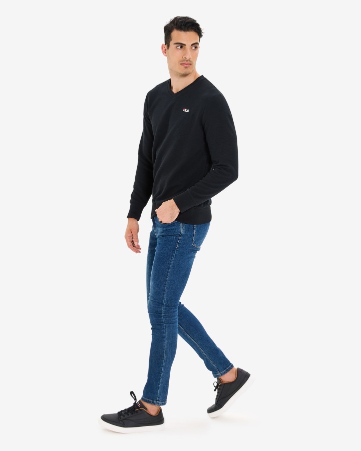 Men's Savian V-Neck Crew Fila Black