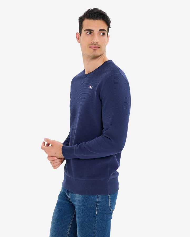 Men's Savian V-Neck Crew Navy Fila