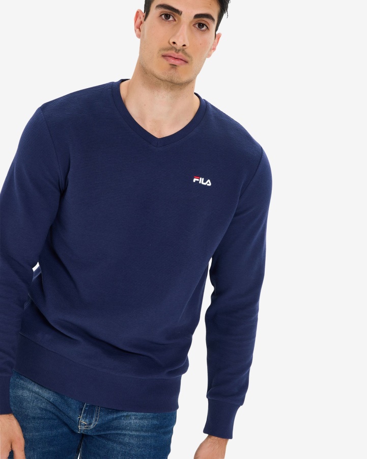 Men's Savian V-Neck Crew Navy Fila