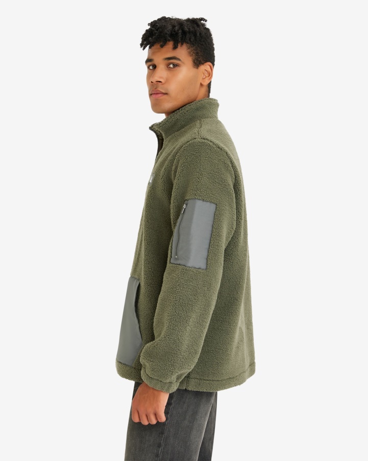 Men's Cole Teddy Qtr Zip Khaki Fila