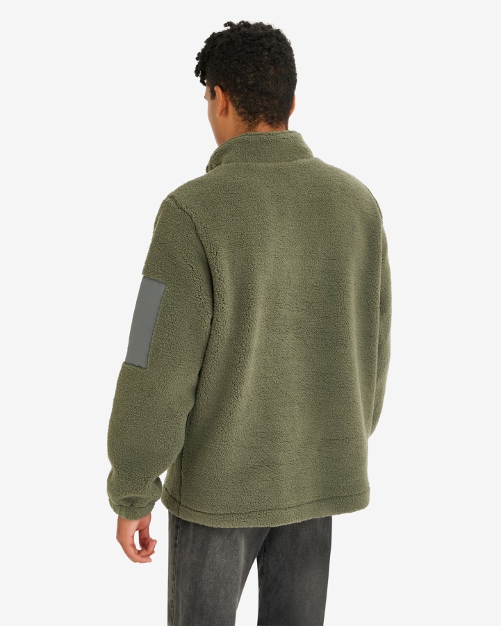 Men's Cole Teddy Qtr Zip Khaki Fila