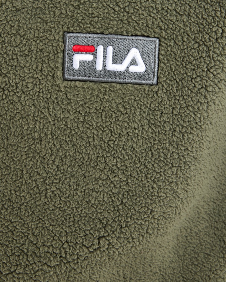 Men's Cole Teddy Qtr Zip Khaki Fila