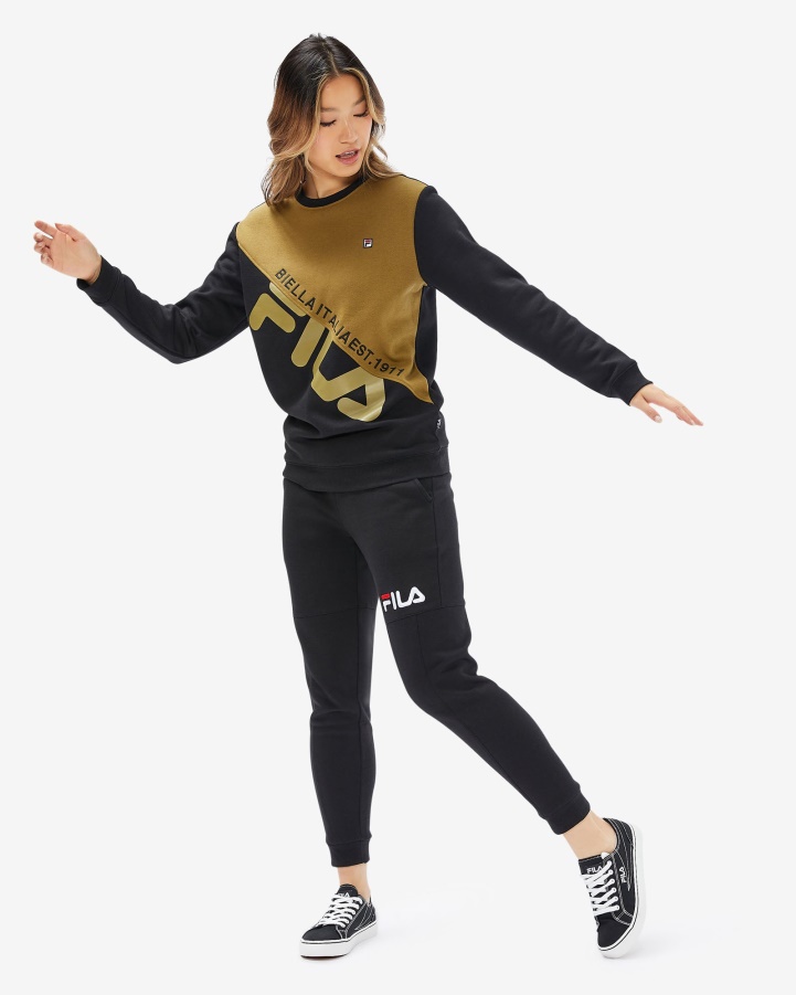 Black Fila Unisex Monaco Crew