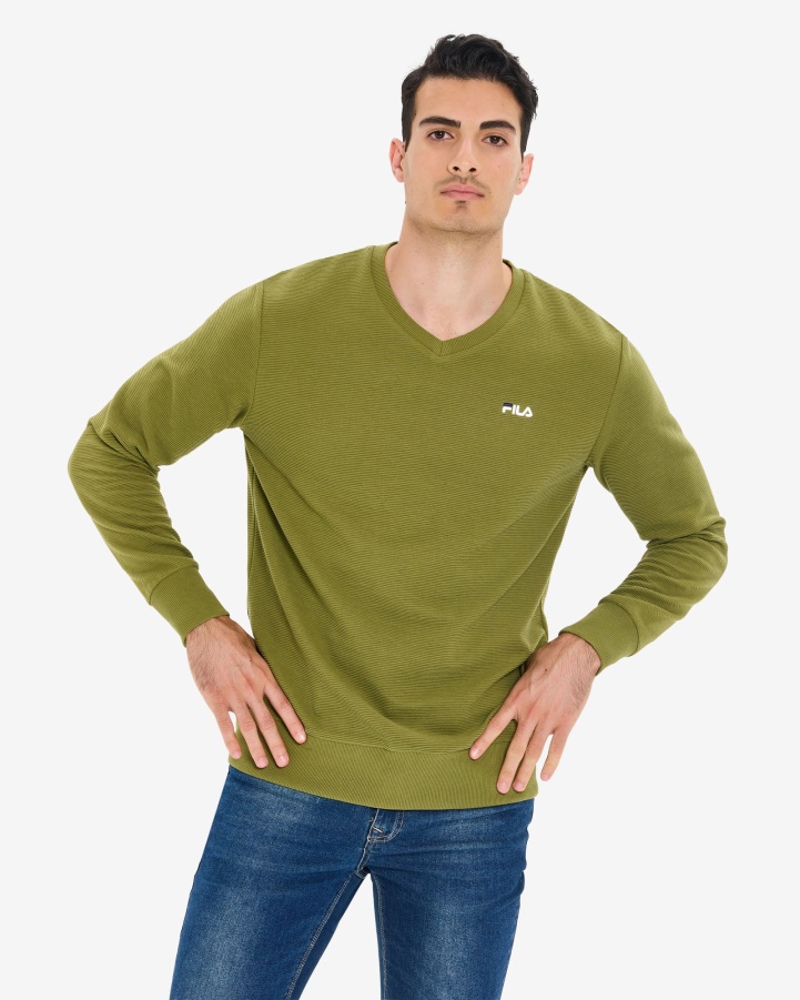 Olive Men's Savian V-Neck Crew Fila