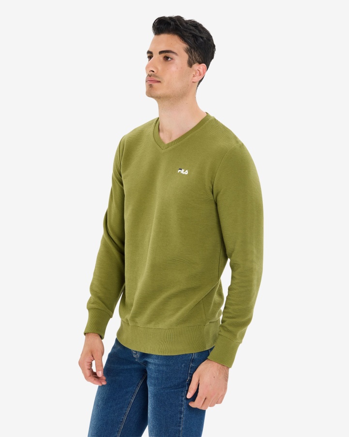 Olive Men's Savian V-Neck Crew Fila