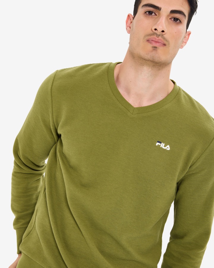 Olive Men's Savian V-Neck Crew Fila