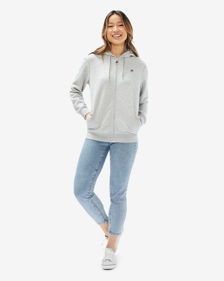 Unisex Badge 2.0 Zip Hood Silver Marle Fila