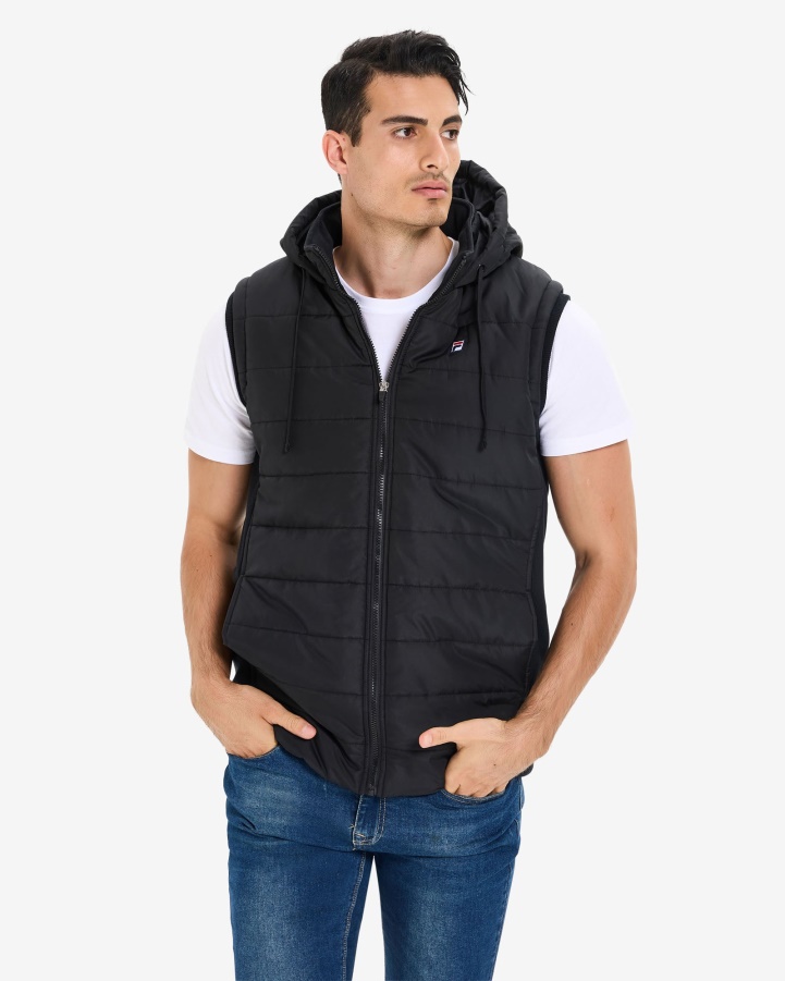 Black Fila Men's Julio Puff Vest