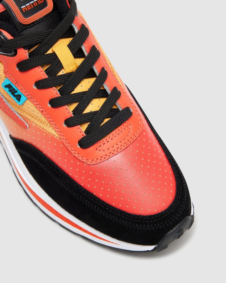 Black/Mandarinred/Ambyel Men's Renno Premium Fila