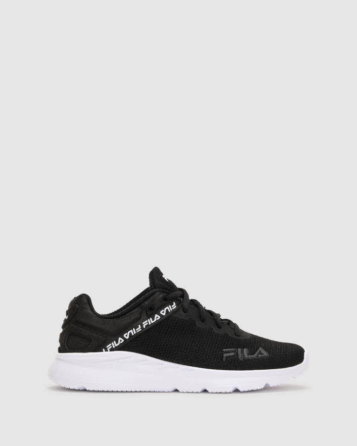 Black/Black/White Fila Women's Lightspin
